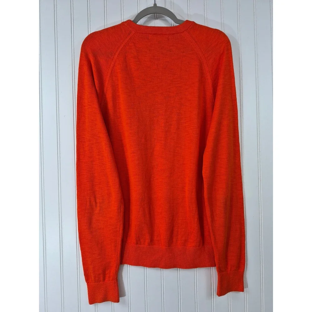 Banana Republic Mens Orange Cotton Slub Raglan Crewneck Sweater Medium Preppy